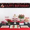 Red and Black Happy Birthday Banner Decorations, Large Red Black Happy Birthday Yard Banner Sign Party Supplies for Men Women
